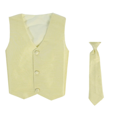 Lito Baby Boys Yellow Poly Silk Vest Necktie Special Occasion Set 3-24M - SophiasStyle.com
