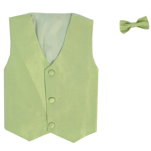 Lito Big Boys Apple Green Poly Silk Vest Bowtie Special Occasion Set 8-14 - SophiasStyle.com