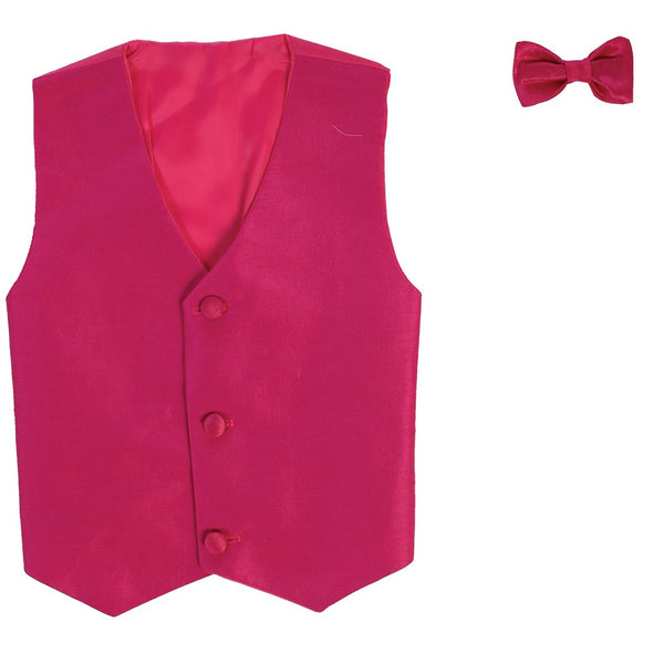 Lito Big Boys Fuchsia Poly Silk Vest Bowtie Special Occasion Set 8-14 - SophiasStyle.com