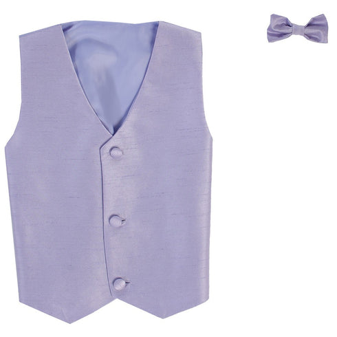Lito Big Boys Lilac Poly Silk Vest Bowtie Special Occasion Set 8-14 - SophiasStyle.com