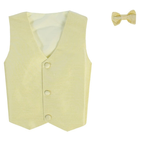 Lito Baby Boys Yellow Poly Silk Vest Bowtie Special Occasion Set 3-24M - SophiasStyle.com