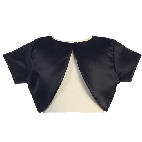 Lito Little Girls Black Satin Special Occasion Bolero Shrug 2T-7 - SophiasStyle.com