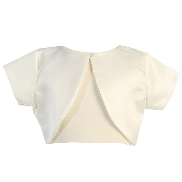 Lito Big Girls Ivory Satin Special Occasion Bolero Shrug 8-14 - SophiasStyle.com