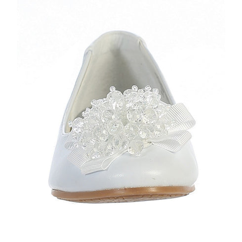 Lito Girls White Crystal Bead Bow Anna Special Occasion Dress Shoes 11-4 Kids - SophiasStyle.com