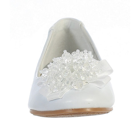 Lito Girls White Crystal Bead Bow Anna Special Occasion Dress Shoes 11-4 Kids - SophiasStyle.com