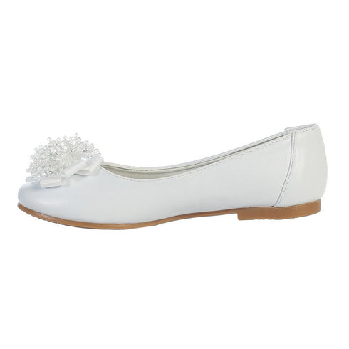 Lito Girls White Crystal Bead Bow Anna Special Occasion Dress Shoes 11-4 Kids - SophiasStyle.com