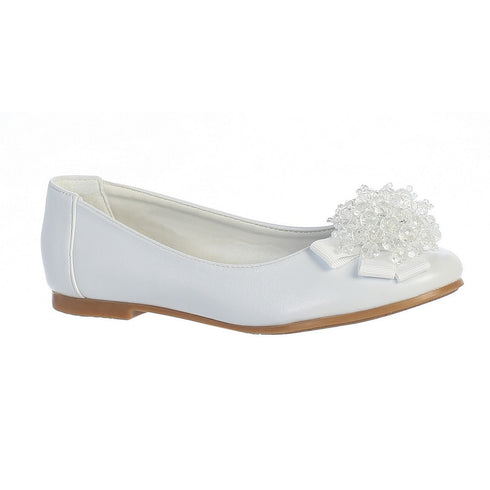 Lito Girls White Crystal Bead Bow Anna Special Occasion Dress Shoes 11-4 Kids - SophiasStyle.com