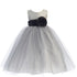 Lito Little Girls Silver Black Sash Poly Silk Tulle Flower Girl Dress 2T-6 - SophiasStyle.com