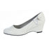 Lito Girls White Bow Gina Special Occasion Dress Wedge Shoes 5-10 Toddler - SophiasStyle.com