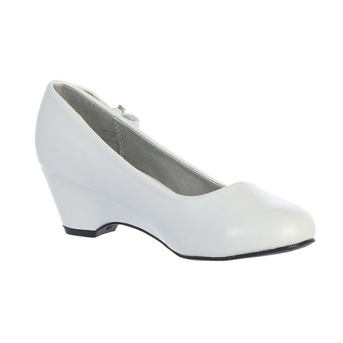 Lito Girls White Bow Gina Special Occasion Dress Wedge Shoes 5-10 Toddler - SophiasStyle.com