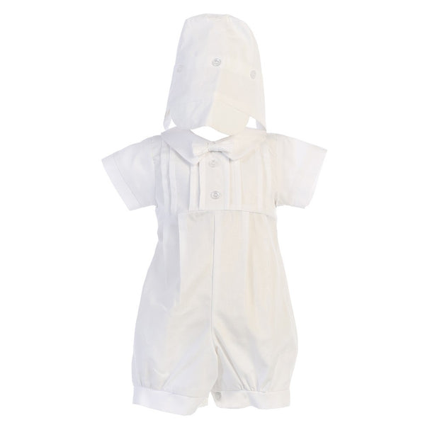 Lito Baby Boys Pleats Poly Cotton Romper Baptism Christening Set 0-18M - SophiasStyle.com