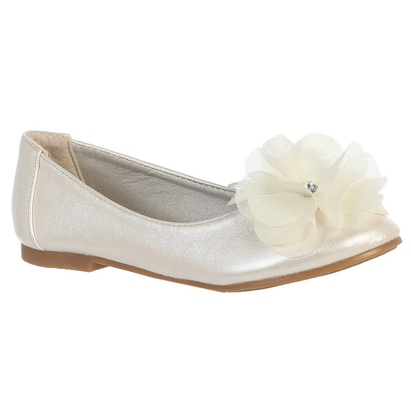 Lito Girls Ivory Rhinestone Flower Lucy Special Occasion Dress Shoes 11-4 Kids - SophiasStyle.com