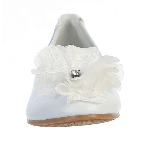 Lito Girls White Rhinestone Flower Special Occasion Dress Shoes 5-10 Toddler - SophiasStyle.com