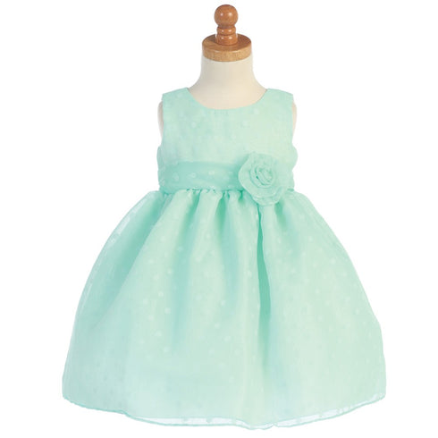 Lito Mint Green Dot Flower Burnout Easter Flower Girl Dress Girls 5-7 - SophiasStyle.com