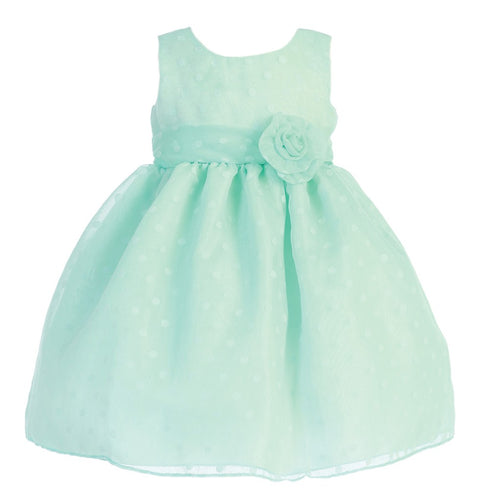 Lito Mint Green Dot Flower Burnout Easter Flower Girl Dress Girls 5-7 - SophiasStyle.com