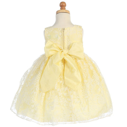 Lito Yellow Floral Burnout Easter Flower Girl Dress Girls 5-7 - SophiasStyle.com