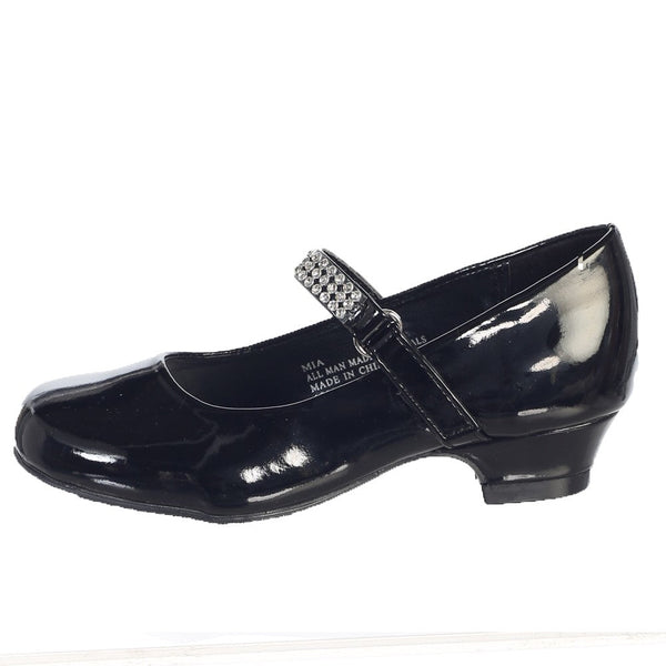 Lito Girls Black Rhinestone Strap Mia Occasion Dress Shoes Kids 11-4 - SophiasStyle.com