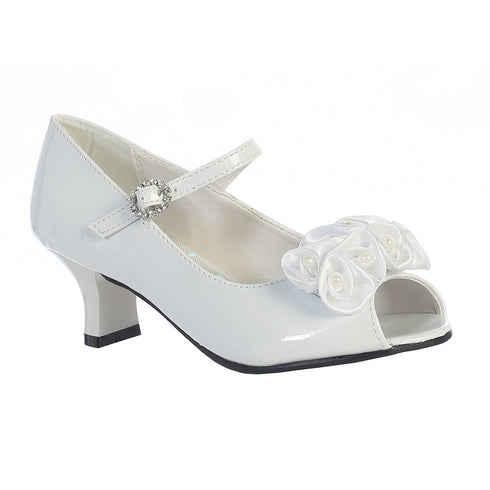 Lito Girls White Pearled Satin Flowers Nancy Occasion Dress Shoes 11-4 Kids - SophiasStyle.com