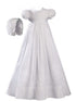 Baby Girls White Cotton Embroidered Short Sleeve Hat Christening Gown 0-12M - SophiasStyle.com