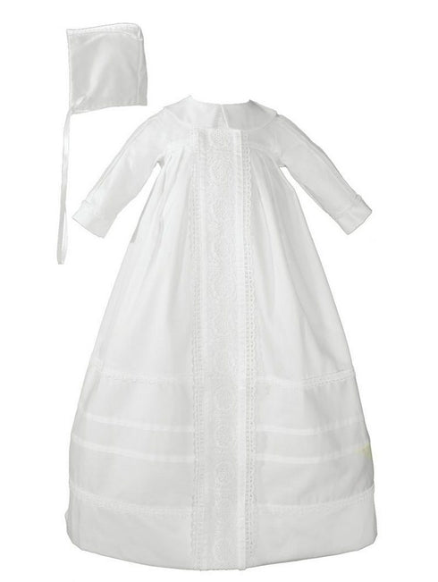 Baby Boys White Cotton Satin Bonnet Bishop Christening Gown 0-12M - SophiasStyle.com