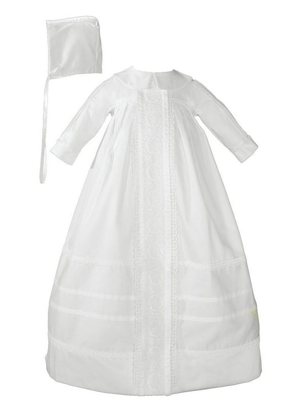 Baby Boys White Cotton Satin Bonnet Bishop Christening Gown 0-12M - SophiasStyle.com