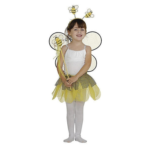 Girls Yellow Tutu Wings Headband Wand Bumble Bee Halloween 4Pc Costume Set 2-4T - SophiasStyle.com