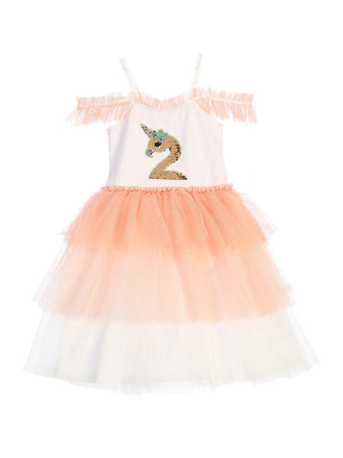 Kids Dream Big Girls Coral Flip Sequin Flamingo Corn Birthday Tutu Dress 8-12 - SophiasStyle.com