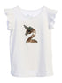 Kids Dream Big Girls White Butterfly Sleeve Flip Sequin Flamingo Corn Shirt 8-12 - SophiasStyle.com