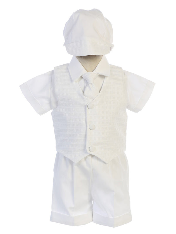 Swea Pea & Lilli Baby Boys White Plaid Vest Cotton Shorts Baptism Set 0-24M - SophiasStyle.com