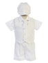 Swea Pea & Lilli Little Boys White Plaid Vest Cotton Shorts Baptism Set 2-3T - SophiasStyle.com