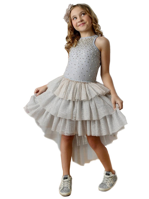 Ooh La La Couture Girls Sky Blue Glitter Hi-Low Skirt Chloe Dress 12M-14 - SophiasStyle.com