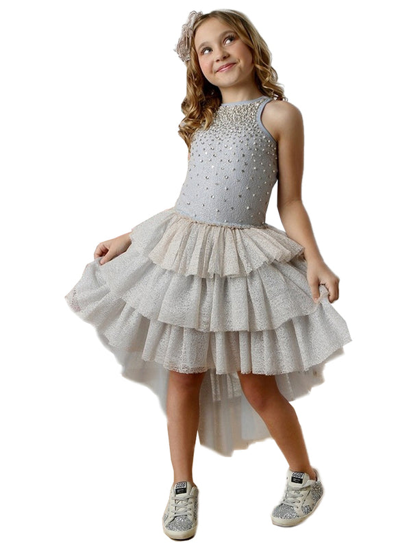 Ooh La La Couture Girls Sky Blue Glitter Hi-Low Skirt Chloe Dress 12M-14 - SophiasStyle.com