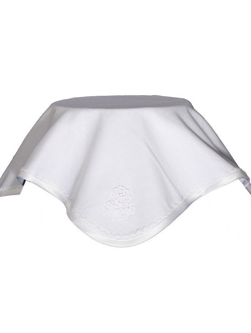 Little Things Mean A Lot White Lace Flower Applique Christening Blanket - SophiasStyle.com