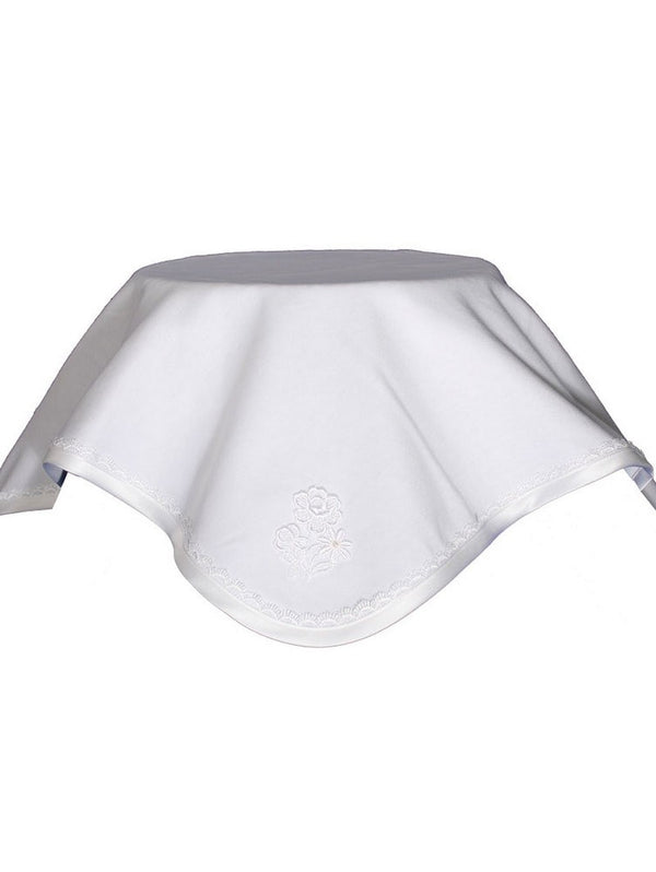 Little Things Mean A Lot White Lace Flower Applique Christening Blanket - SophiasStyle.com