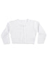 Baby Girls White Combed Cotton Tear Drop Pattern Bow Shrug Bolero Sweater 3-24M - SophiasStyle.com