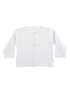 Baby Girls White Combed Cotton Diamond Knit Rosebud Trim Shrug Sweater 3-12M - SophiasStyle.com