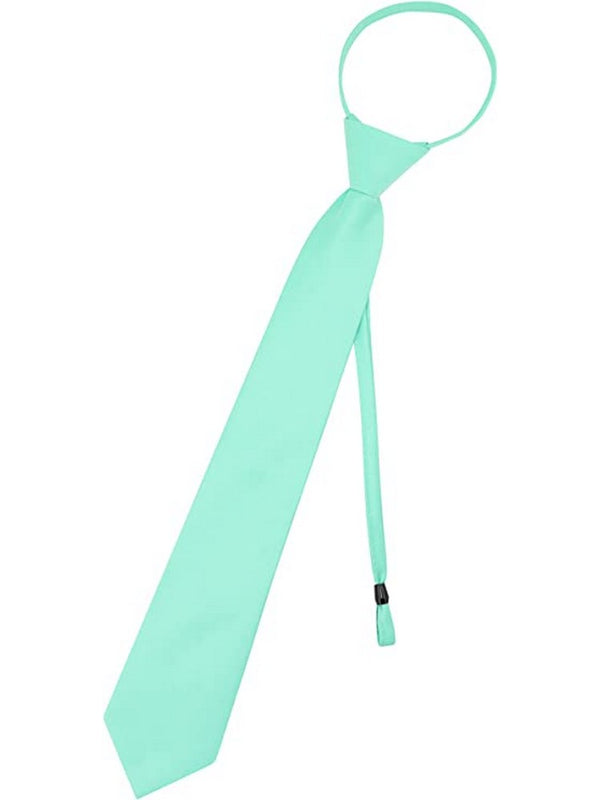 Boys Multi Color Pre Tied Junior Solid Adjustable Zipper Neck Tie - SophiasStyle.com