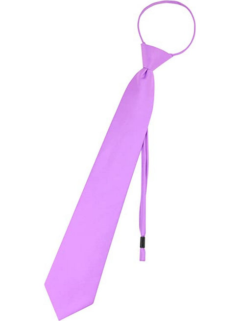 Boys Multi Color Pre Tied Junior Solid Adjustable Zipper Neck Tie - SophiasStyle.com