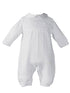 Baby Boys White Cotton Knit Long Sleeve Rib Pattern Christening Coverall NB-24M - SophiasStyle.com
