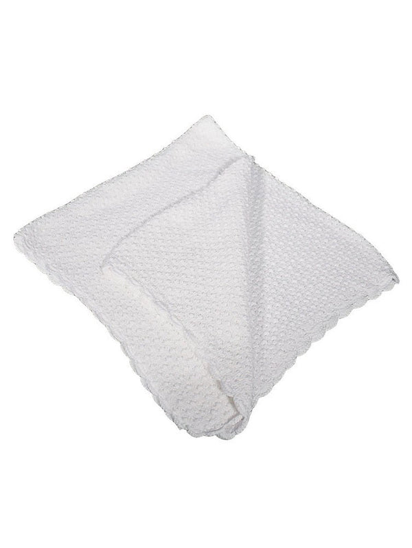 Little Things Mean A Lot White Hand Crochet Popcorn Pattern Blanket - SophiasStyle.com