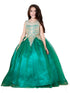 Girls Floor Length Pageant Dress with Gold Embroidered and Tull Skirt, Sizes 2-16 - SophiasStyle.com