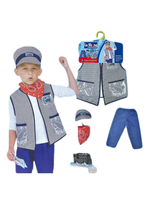 Little Boys Blue Red Train Conductor Halloween Jacket Hat Costume 3-8 - SophiasStyle.com