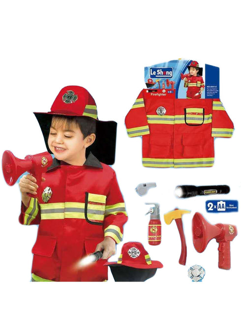 Little Boys Red Firefighter Halloween Vest Hat Accessories Costume 3-7 - SophiasStyle.com