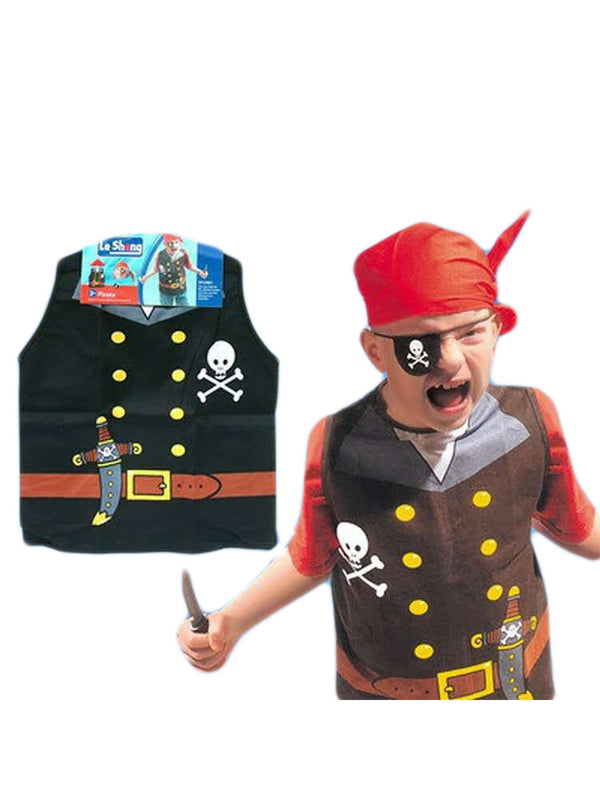 Unisex Kids Black Vest Bandana Eyepatch Pirate Halloween Costume 3-8 - SophiasStyle.com