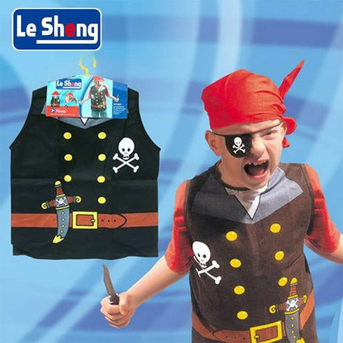 Unisex Kids Black Vest Bandana Eyepatch Pirate Halloween Costume 3-8 - SophiasStyle.com