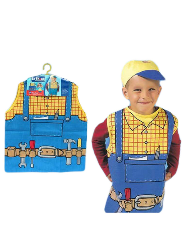 Little Boys Blue Yellow Worker Halloween Vest Hat Costume 3-8 - SophiasStyle.com
