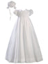 Baby Girls White Hand Smocked Polycotton Batiste Bonnet Christening Gown 3-24M - SophiasStyle.com
