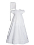 Baby Girls White Cotton Lace Short Sleeve Hat Christening Gown 0-12M - SophiasStyle.com