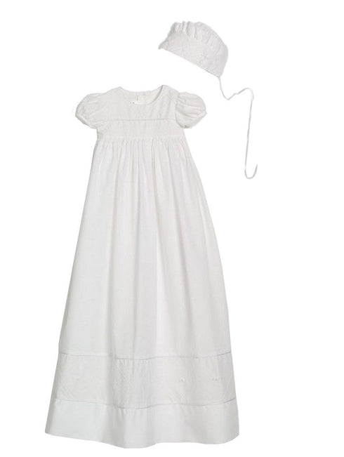Baby Girls White Cotton Hand Embroidered Bonnet Christening Dress Gown 0-12M - SophiasStyle.com