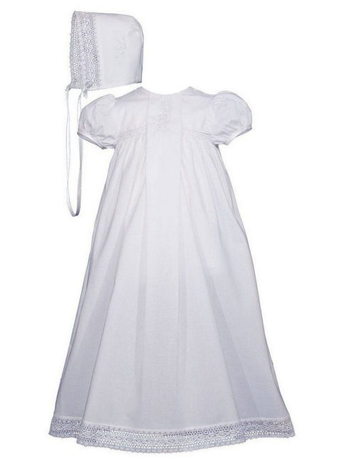 Baby Girls White Cotton Victorian Style Bonnet Christening Dress Gown 0-12M - SophiasStyle.com